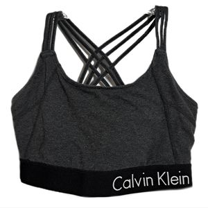 CK Calvin Klein Charcoal and Black Logo Sports Bra